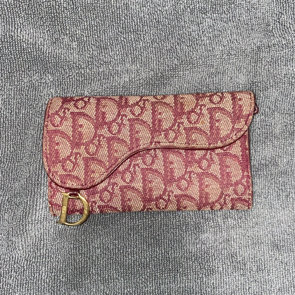 Dior Bordeaux Monogram Trotter Saddle Wallet
